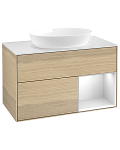 Villeroy und Boch Finion Villeroy und Boch Finion GA21MTPC 100cm, cover plate white matt, Emotion, shelves white matt lacquer, Oak Veneer