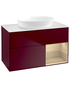 Villeroy und Boch Finion Villeroy und Boch GA21PCHB 100cm, plaque de recouvrement blanc mat, emotion, étagères Oak Veneer , Peony Matt