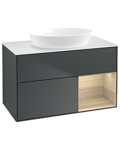 Villeroy und Boch Finion Waschtischunterschrank GA21PCHG 100cm, Abdeckplatte white matt, Emotion, Regale Oak Veneer, Midnight Blue Matt Lacquer