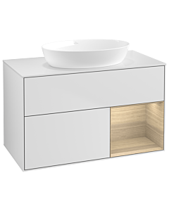 Villeroy und Boch Finion Villeroy und Boch GA21PCMT 100cm, plaque de recouvrement blanc mat, Emotion, étagères Oak Veneer , laqué blanc mat