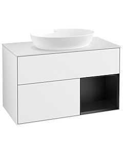 Villeroy und Boch Finion Villeroy und Boch Finion GA21PDGF 100cm, cover plate white matt, Emotion, shelves black matt lacquer, glossy white lacquer