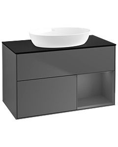 Villeroy und Boch Finion Villeroy und Boch Finion GA22GKGK 100cm, cover plate black matt, Emotion, shelves anthracite matt lacquer, anthracite matt