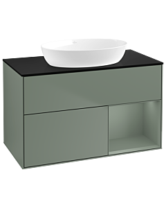 Villeroy und Boch Finion Villeroy und Boch Finion GA22GMGM 100cm, cover plate black matt, Emotion, shelves olive matt lacquer, Olive Matt Lacquer
