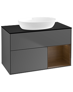 Villeroy und Boch Finion Villeroy und Boch Finion GA22GNGK 100cm, cover plate black matt, Emotion, shelves Walnut Veneer , anthracite matt