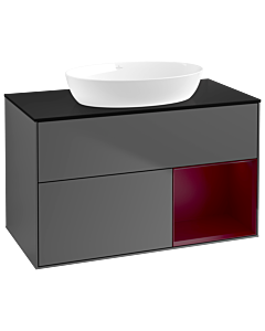 Villeroy und Boch Finion Villeroy und Boch Finion GA22HBGK 100cm, cover plate black matt, Emotion, shelves Peony matt lacquer, anthracite matt