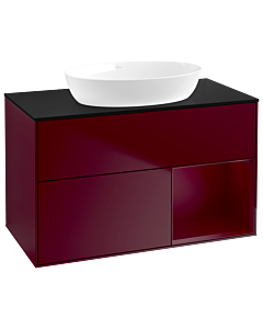 Villeroy und Boch Finion Waschtischunterschrank GA22HBHB 100cm, Abdeckplatte black matt, Emotion, Regale Peony matt lacquer, Peony Matt
