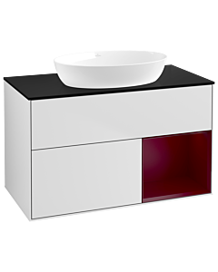 Villeroy und Boch Finion Villeroy und Boch Finion GA22HBMT 100cm, cover plate black matt, Emotion, shelves Peony matt lacquer, white matt lacquer