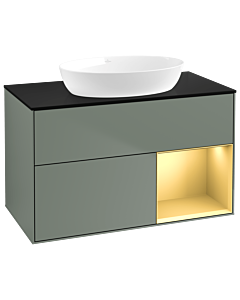 Villeroy und Boch Finion Villeroy und Boch Finion GA22HFGM 100cm, cover plate black matt, Emotion, shelves gold matt lacquer, Olive Matt Lacquer