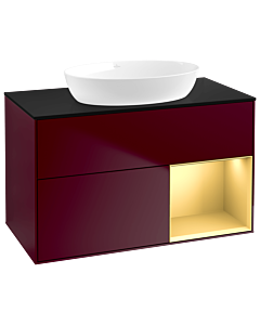 Villeroy und Boch Finion Villeroy und Boch Finion GA22HFHB 100cm, cover plate black matt, Emotion, shelves gold matt lacquer, Peony Matt