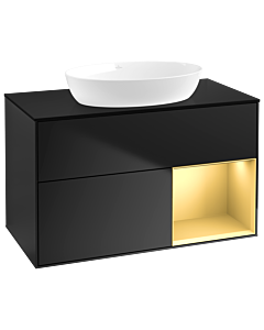 Villeroy und Boch Finion Villeroy und Boch Finion GA22HFPD 100cm, cover plate black matt, Emotion, shelves gold matt lacquer, black matt lacquer