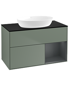 Villeroy und Boch Finion Villeroy und Boch Finion GA22HGGM 100cm, cover plate black matt, Emotion, shelves Midnight matt lacquer, Olive Matt Lacquer