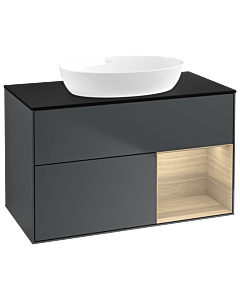 Villeroy und Boch Finion Villeroy und Boch GA22PCHG 100cm, plaque de recouvrement noir mat, Emotion, étagères Oak Veneer , Midnight Blue Matt Lacquer