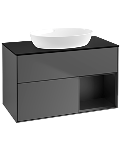 Villeroy und Boch Finion Villeroy und Boch Finion GA22PDGK 100cm, cover plate black matt, Emotion, shelves black matt lacquer, anthracite matt