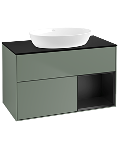Villeroy und Boch Finion Villeroy und Boch Finion GA22PDGM 100cm, cover plate black matt, Emotion, shelves black matt lacquer, Olive Matt Lacquer