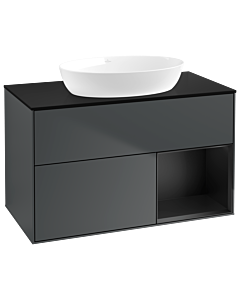 Villeroy und Boch Finion Waschtischunterschrank GA22PDHG 100cm, Abdeckplatte black matt, Emotion, Regale Black matt lacquer, Midnight Blue Matt Lacquer