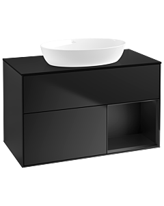 Villeroy und Boch Finion Waschtischunterschrank GA22PDPD 100cm, Abdeckplatte black matt, Emotion, Regale Black matt lacquer, Black matt lacquer