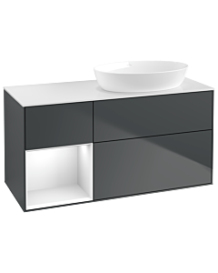 Villeroy und Boch Finion Villeroy und Boch GA41GFHG 120cm, plaque de recouvrement blanc mat, Emotion, étagères Laque blanc brillant, Midnight Blue Matt Lacquer