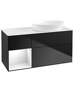 Villeroy und Boch Finion Villeroy und Boch Finion GA41GFPD 120cm, cover plate white matt, Emotion, shelves Glossy white lacquer, Black matt lacquer
