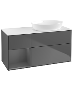 Villeroy und Boch Finion Waschtischunterschrank GA41GKGK 120cm, Abdeckplatte white matt, Emotion, Regale Anthracite matt lacquer, Anthracite matt