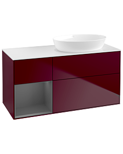 Villeroy und Boch Finion Waschtischunterschrank GA41GKHB 120cm, Abdeckplatte white matt, Emotion, Regale Anthracite matt lacquer, Peony Matt