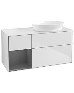 Villeroy und Boch Finion Waschtischunterschrank GA41GKMT 120cm, Abdeckplatte white matt, Emotion, Regale Anthracite matt lacquer, White matt lacquer