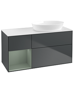Villeroy und Boch Finion Waschtischunterschrank GA41GMHG 120cm, Abdeckplatte white matt, Emotion, Regale Olive matt lacquer, Midnight Blue Matt Lacquer