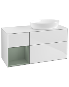 Villeroy und Boch Finion Villeroy und Boch Finion GA41GMMT 120cm, cover plate white matt, Emotion, shelves olive matt lacquer, white matt lacquer