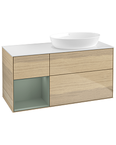 Villeroy und Boch Finion Villeroy und Boch Finion GA41GMPC 120cm, cover plate white matt, Emotion, shelves olive matt lacquer, Oak Veneer