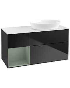 Villeroy und Boch Finion Villeroy und Boch Finion GA41GMPD 120cm, cover plate white matt, Emotion, shelves olive matt lacquer, black matt lacquer