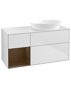 Villeroy und Boch Finion Waschtischunterschrank GA41GNMT 120cm, Abdeckplatte white matt, Emotion, Regale Walnut Veneer, White matt lacquer
