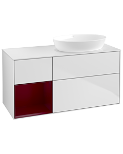 Villeroy und Boch Finion Villeroy und Boch GA41HBMT 120cm, plaque de recouvrement blanc mat, Emotion, étagères Peony laqué mat, laqué blanc mat