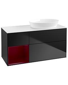 Villeroy und Boch Finion Waschtischunterschrank GA41HBPD 120cm, Abdeckplatte white matt, Emotion, Regale Peony matt lacquer, Black matt lacquer