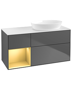 Villeroy und Boch Finion Villeroy und Boch Finion GA41HFGK 120cm, cover plate white matt, Emotion, shelves gold matt lacquer, anthracite matt