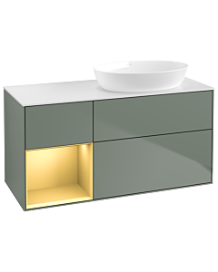 Villeroy und Boch Finion Villeroy und Boch Finion GA41HFGM 120cm, cover plate white matt, Emotion, shelves gold matt lacquer, Olive Matt Lacquer