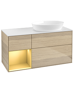 Villeroy und Boch Finion Villeroy und Boch Finion GA41HFPC 120cm, cover plate white matt, Emotion, shelves gold matt lacquer, Oak Veneer