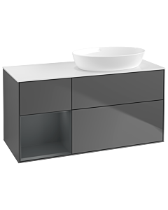 Villeroy und Boch Finion Waschtischunterschrank GA41HGGK 120cm, Abdeckplatte white matt, Emotion, Regale Midnight matt lacquer, Anthracite matt