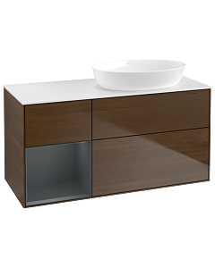 Villeroy und Boch Finion Villeroy und Boch Finion GA41HGGN 120cm, cover plate white matt, Emotion, shelves Midnight matt lacquer, walnut veneer