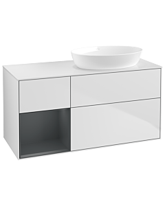 Villeroy und Boch Finion Waschtischunterschrank GA41HGMT 120cm, Abdeckplatte white matt, Emotion, Regale Midnight matt lacquer, White matt lacquer