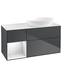 Villeroy und Boch Finion Villeroy und Boch GA41MTHG 120cm, plaque de recouvrement blanc mat, Emotion, étagères laqué blanc mat, Midnight Blue Matt Lacquer