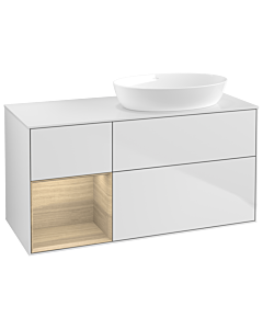 Villeroy und Boch Finion Waschtischunterschrank GA41PCMT 120cm, Abdeckplatte white matt, Emotion, Regale Oak Veneer, White matt lacquer