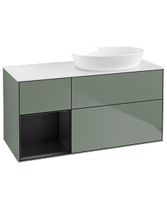 Villeroy und Boch Finion Villeroy und Boch Finion GA41PDGM 120cm, cover plate white matt, Emotion, shelves black matt lacquer, Olive Matt Lacquer