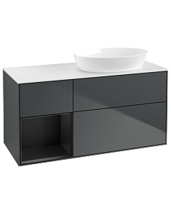 Villeroy und Boch Finion Villeroy und Boch GA41PDHG 120cm, plaque de recouvrement blanc mat, Emotion, étagères laqué noir mat, Midnight Blue Matt Lacquer