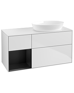Villeroy und Boch Finion Villeroy und Boch Finion GA41PDMT 120cm, cover plate white matt, Emotion, shelves black matt lacquer, white matt lacquer