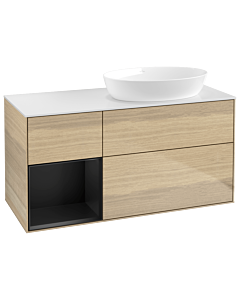 Villeroy und Boch Finion Villeroy und Boch Finion GA41PDPC 120cm, cover plate white matt, Emotion, shelves black matt lacquer, Oak Veneer