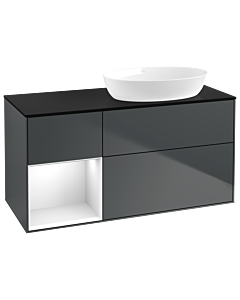 Villeroy und Boch Finion Waschtischunterschrank GA42GFHG 120cm, Abdeckplatte black matt, Emotion, Regale Glossy white lacquer, Midnight Blue Matt Lacquer