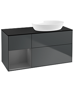 Villeroy und Boch Finion Waschtischunterschrank GA42GKHG 120cm, Abdeckplatte black matt, Emotion, Regale Anthracite matt lacquer, Midnight Blue Matt Lacquer