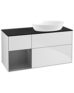 Villeroy und Boch Finion Waschtischunterschrank GA42GKMT 120cm, Abdeckplatte black matt, Emotion, Regale Anthracite matt lacquer, White matt lacquer
