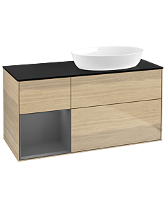 Villeroy und Boch Finion Villeroy und Boch Finion GA42GKPC 120cm, cover plate black matt, Emotion, shelves anthracite matt lacquer, Oak Veneer