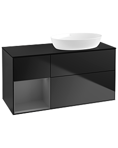Villeroy und Boch Finion Villeroy und Boch Finion GA42GKPD 120cm, cover plate black matt, Emotion, shelves anthracite matt lacquer, black matt lacquer