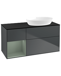 Villeroy und Boch Finion Waschtischunterschrank GA42GMHG 120cm, Abdeckplatte black matt, Emotion, Regale Olive matt lacquer, Midnight Blue Matt Lacquer